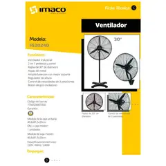 IMACO - Ventilador industrial 30 pulgadas FS30240