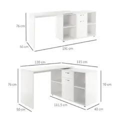 TU MESITA - Escritorio Extendible TU MESITA Liam color Blanco 1 cajón 1 puerta