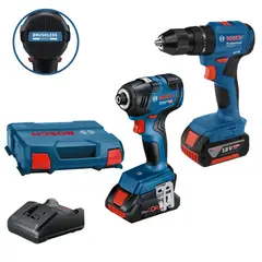 Bosch - Combo Atornillador de Impacto GDR 18V-200 +Taladro Percutor GSB185-LI