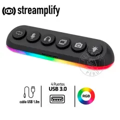 STREAMPLIFY - Hub 5 Puertos USB 3.0 con RGB, 5Gbps y Control Individual