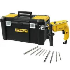 STANLEY - TALADRO PERC 1/2' 600W + CAJA DE HERRAMIENTAS 19' + 9 BROCAS SDH600TV-B2C