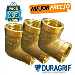 DURAGRIF - Codo De Bronce 1/2 EXTRA PESADO (PACK DE 3 PIEZAS)