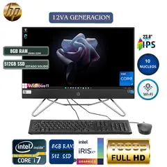 HP - All In One 240 G9 Core i7 12Va Gen, 23.8" Led, Ram 8Gb, Ssd 512Gb