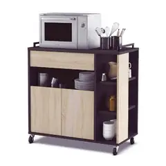 TU MESITA - Mueble Auxiliar de Cocina Missy color NegroRoble con ruedas