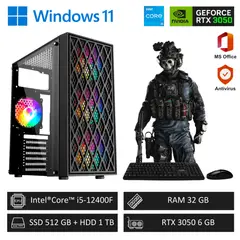 INTEL - Computadora PC Gamer Core i5 12Th 4,40 GHz - 32GB RAM 512GB SSD+1TB HDD - RTX 3050