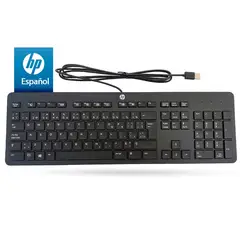 HP - Telclado USB cableado slim elegante Negro Español latam