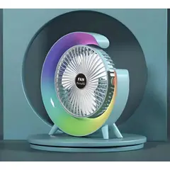 GENERICO - VENTILADOR LÁMPARA RGB LUCES MULTICOLORES EN FORMA DE G CELESTE
