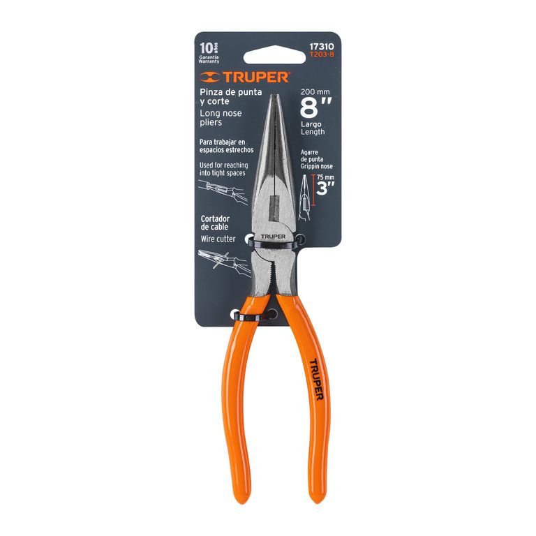 Pinza de punta y corte 8 mango de PVC Truper