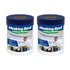 SHURFIX - Cinta Masking Tape Azul + Protector plástico 55CM x 33M Packx2