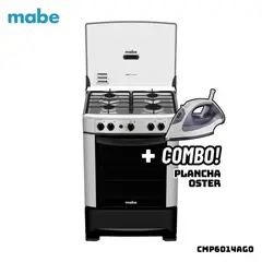 MABE - COCINA DE PIE A GAS 4 HORNILLAS ACERO INOX - CMP6014AG0 + PLANCHA OSTER