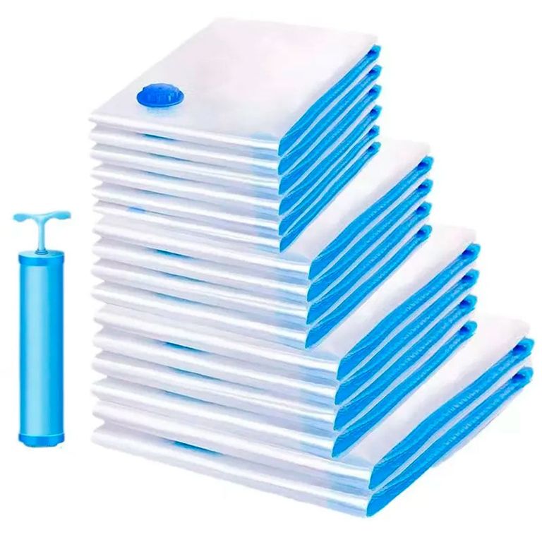 Mega Pack Set X 5 Bolsas Al Vacio + Succionador Para Guardar