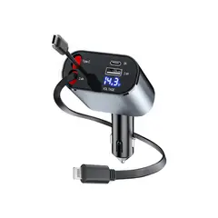 OEM - Cargador retroactivo 4 EN 1 de Auto 120W - Tipo C x2, IOS, USB 3.0