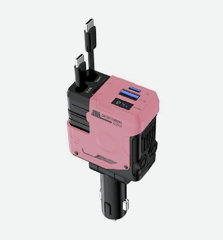 Cargador de Celular con Cables Retráctil Carga Rápida - A1 Pink