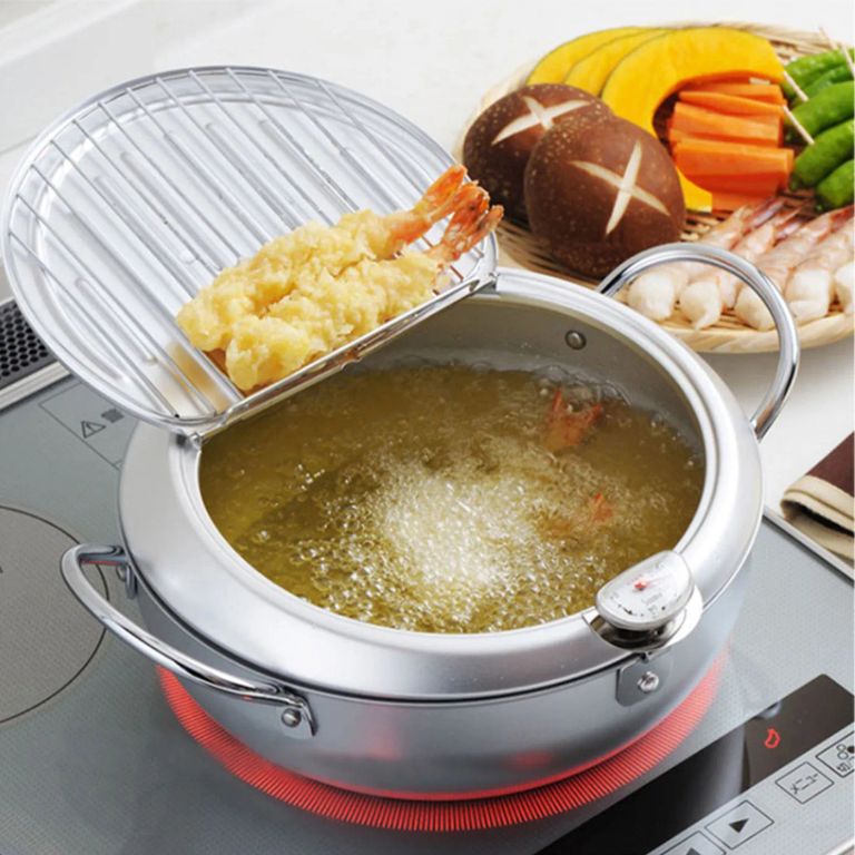 Olla Freidora Acero Inoxidable Con Termómetro Estilo Japones 2L