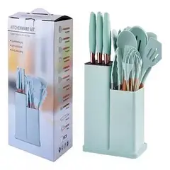 GENERICO - Set de utensilios para cocina X19 piezas de silicona verde Agua