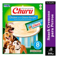 CHURU - Snack Cremoso Perro Pollo y Queso 1 sobre x 8 tubos