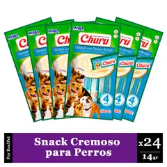 CHURU - Snack Cremoso Perro Pollo y Queso 6 sobres x 4 tubos