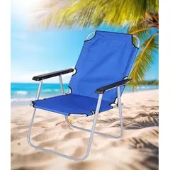 GENERICO - SILLA PLEGABLE PORTÁTIL DE TERRAZA PLAYA CAMPING JARDIN AZUL