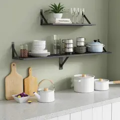 ELEMENT DESIGN - Repisas Flotantes De Madera Pino Modernas Kit X3 Negro