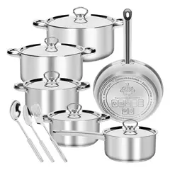 CHEFCHOICE - Juego de Ollas 15 piezas Acero Inoxidable