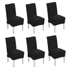 GENERICO - Pack x6 Fundas Negro para silla de comedor cubridor elástico