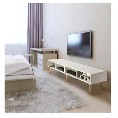 TU MESITA - Mesa de TV 65 Clásica Majer Melamina 18mm color Blanco