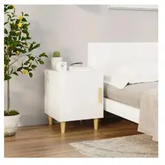 TU MESITA - Velador Mesa de Noche Malibú Blanco 1 puerta melamina 18mm