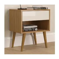 TU MESITA - Velador Moderno Taurus Melamina 18mm RobleBlanco 1 cajón