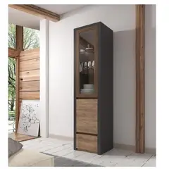 TU MESITA - Vitrina Multiusos TU MESITA Yerson color NegroMarrón 2 puertas 1 cajón