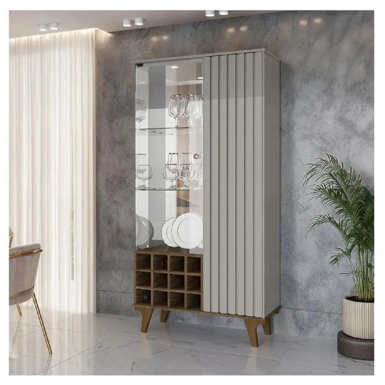 Vitrina portaVinos TU MESITA Lissy color GrisMarrón 2 puerta