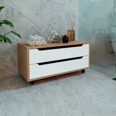 TU MESITA - Cómoda de Baño Caroline con ruedas 2 cajones BlancoHaya