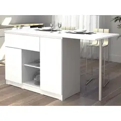 TU MESITA - Isla de Cocina Moderna Rinaldi 2 puertas 1 cajón Blanco