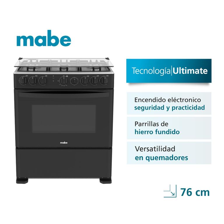 Cocina de Piso a Gas 76 cm Negro Mabe CMP3020FN1