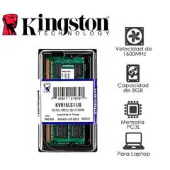 KINGSTON - MEMORIA RAM LAPTOP DDR3 PC3L 1600MHZ 8GB