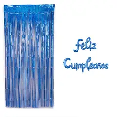 GENERICO - Set cumpleaños cortina metálica y globos feliz cumpleaños
