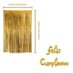 GENERICO - Set cumpleaños cortina metálica y globos feliz cumpleaños