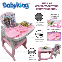 BABY KING - SILLA DE COMER, ESCRITORIO MULTIFUNCIONAL ROSADO