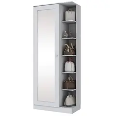 AMUEBLE - Zapatera Con Espejo Melamina DCante Blanco Tiendas