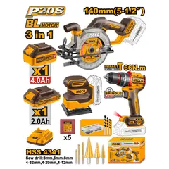 INGCO TOOLS - KIT PERCUTOR 20V INGCO + SIERRA CIRCULAR + LIJADORA COSLI241193