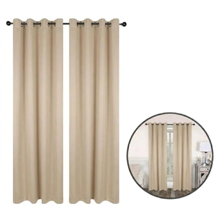 Cortina Blackout Sala 140x240 cm en Poliéster Aro Metalico Beige 2