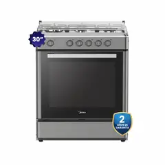 MIDEA - Cocina De Pie 1 Horno 5 Hornillas 30" Silver MGS30FS2LBAMB-PE
