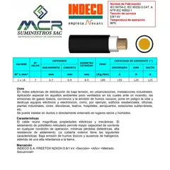INDECO - CABLE ELECTRICO 16MM LIBRE D HALOGENO N2XOH UNIPOLAR X1METRO