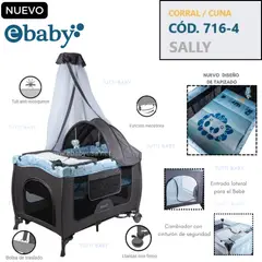 EBABY - CUNA CORRAL CON MECEDORA SALLY 716-4 - AZUL