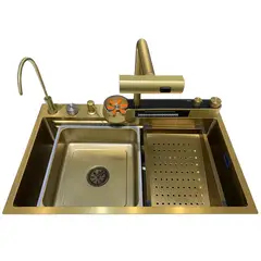 FRITECSA - Lavadero Multifuncional Dorado Acero Inox 304 Gold Texturado Comando