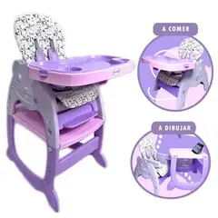 BABY HAPPY - Silla de Comer para Bebe Carpeta y Plato Silicona MR