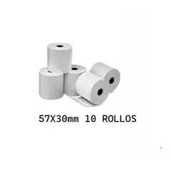 JPSYSTEMS - 10 rollos papel contometro térmico 57x30mm Tickets 55g 57x30