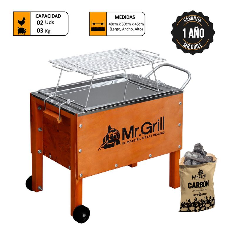 Caja China Chica Mixta + Parrilla Varilla + Carbón Vegetal