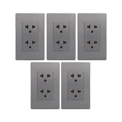 KLISMAN - Tomacorriente doble PC gris Pack x 5
