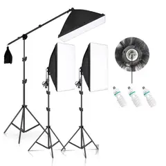 WEIFENG - Kit de iluminacion de 3 softbox de 1 foco 135 watts