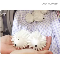 GENERICO - Bola de Silicona Lavandería Erizo Blanco Pack 2und